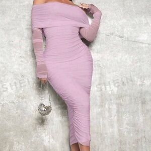 Lavender mesh off the shoulder dress